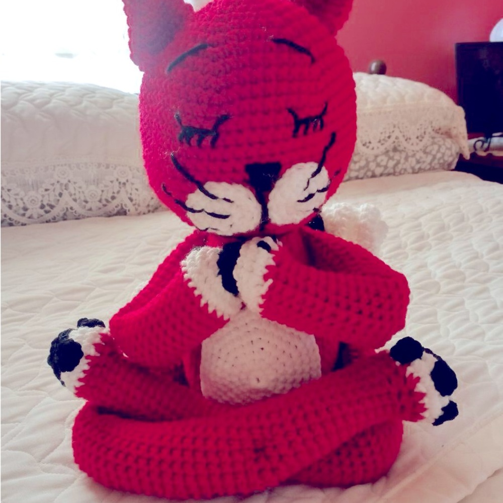 Handmade   Crocheted Yoga Kitty